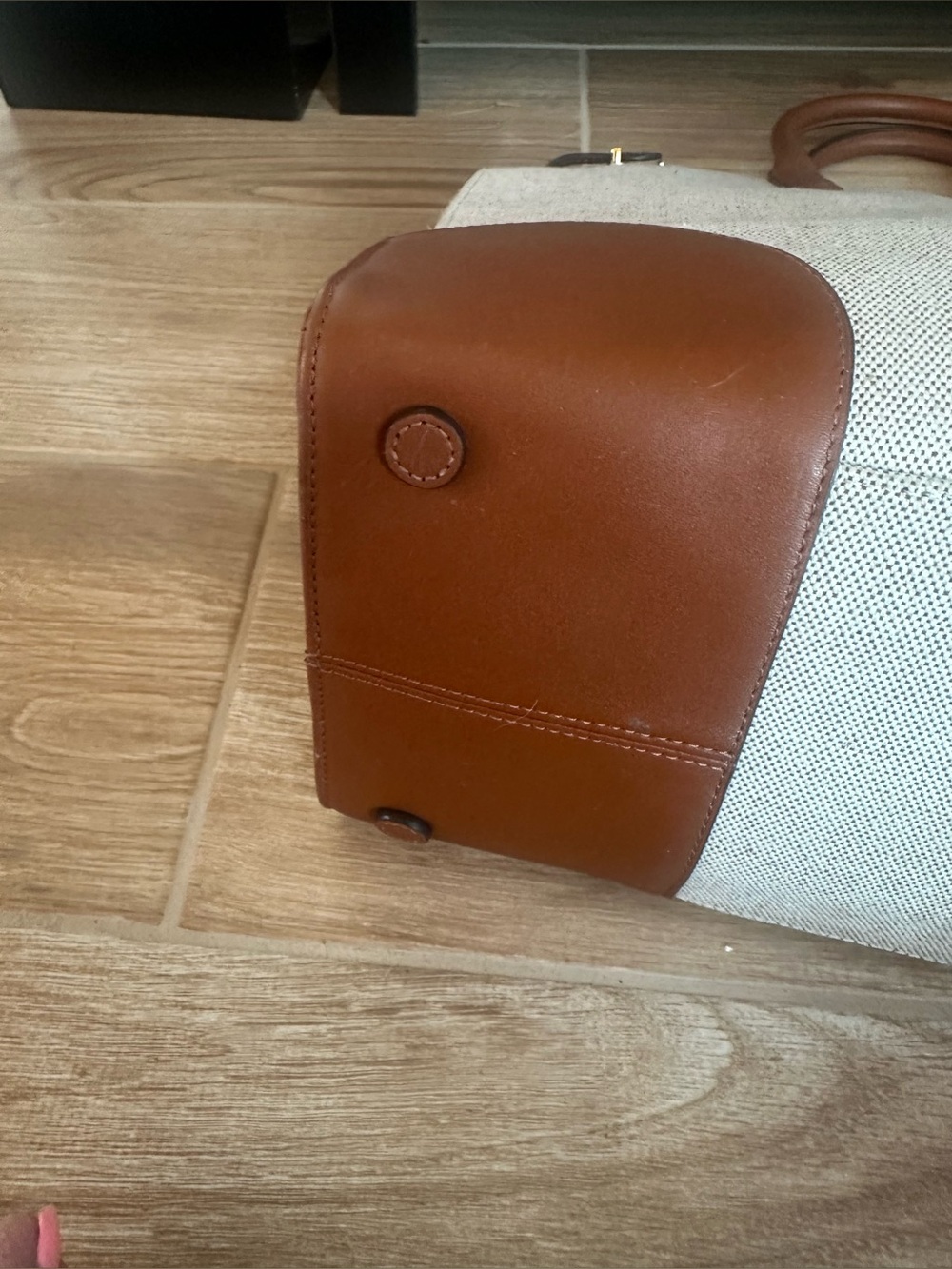 Ralph Lauren Devyn Canvas Tote Bag featuring brown leather trim & gold hardware - Picture 5 of 7